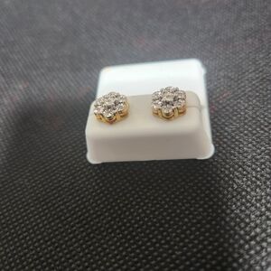 Gold and Silver Floral Stud Earrings